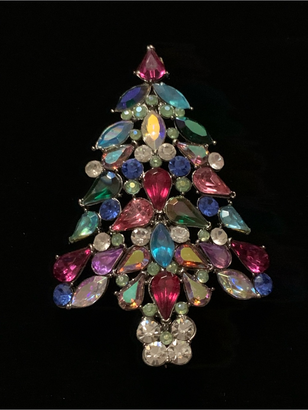 Avon Multicolor Crystal Holiday Tree Brooch